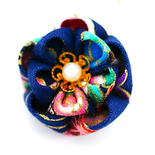 Load image into Gallery viewer, blue mix color flower pony hook, ponytail accessory, hair finding