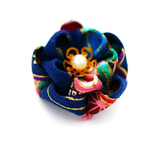 Load image into Gallery viewer, blue mix color flower pony hook, ponytail accessory, hair finding