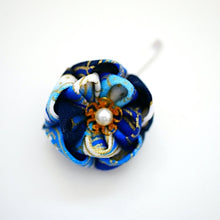 Load image into Gallery viewer, blue flower pony hook, ponytail accessory, hair finding, Japanese handcraft