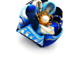 Load image into Gallery viewer, blue flower pony hook, ponytail accessory, hair finding, Japanese handcraft
