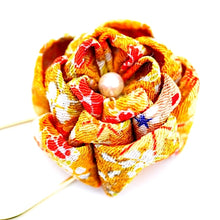Load image into Gallery viewer, orange flower kilt pin, scarf fastener, brooch pin, scarf clip