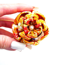 Load image into Gallery viewer, orange flower kilt pin, scarf fastener, brooch pin, scarf clip