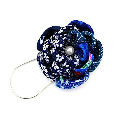 blue mix color flower kilt pin, shawl pin brooch, scarf clip, scarf stopper