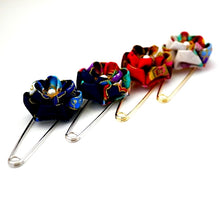 Load image into Gallery viewer, blue flower kilt pin, shawl pin brooch, scarf clip, brooch pin