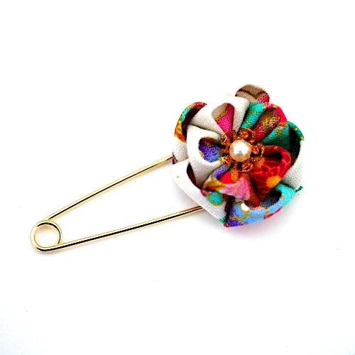 white&mix color flower kilt pin, scarf fastener, brooch pin, scarf clip