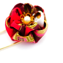 Load image into Gallery viewer, red flower kilt pin, scarf fastener, brooch pin, scarf clip,shawl pin brooch