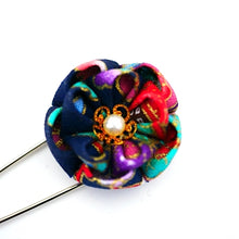 Load image into Gallery viewer, blue&amp;mix color flower kilt pin, shawl pin brooch, scarf clip, scarf stopper, brooch pin