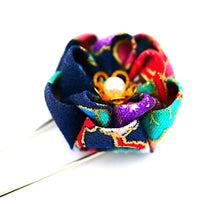 Load image into Gallery viewer, blue&amp;mix color flower kilt pin, shawl pin brooch, scarf clip, scarf stopper, brooch pin