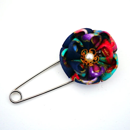 blue&mix color flower kilt pin, shawl pin brooch, scarf clip, scarf stopper, brooch pin