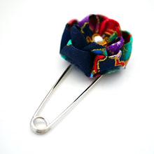 Load image into Gallery viewer, blue&amp;mix color flower kilt pin, shawl pin brooch, scarf clip, scarf stopper, brooch pin