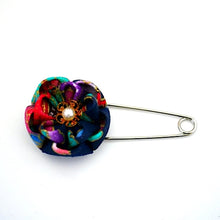 Load image into Gallery viewer, blue&amp;mix color flower kilt pin, shawl pin brooch, scarf clip, scarf stopper, brooch pin