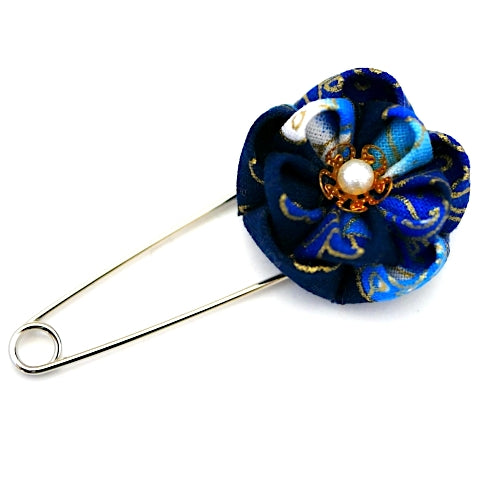 blue flower kilt pin, shawl pin brooch, scarf clip, brooch pin