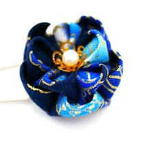 Load image into Gallery viewer, blue flower kilt pin, shawl pin brooch, scarf clip, brooch pin