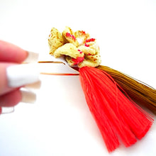 Load image into Gallery viewer, yellow flower&amp;tassel kilt pin, scarf fastener, brooch pin, Japanese handcraft