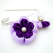 Load image into Gallery viewer, purple flower kilt pin, shawl pin brooch, scarf clip, brooch pin, Japan