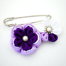 Load image into Gallery viewer, purple flower kilt pin, shawl pin brooch, scarf clip, brooch pin, Japan