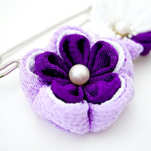 Load image into Gallery viewer, purple flower kilt pin, shawl pin brooch, scarf clip, brooch pin, Japan