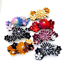 Load image into Gallery viewer, white and yellow Tumami-zaiku hair barrette, headdress, hair accessaory, Japanese design