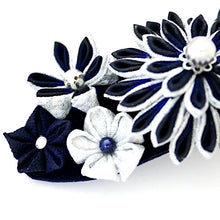 Load image into Gallery viewer, deep blue Tumami-zaiku hair barrette handmade from Japan