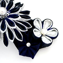 Load image into Gallery viewer, deep blue Tumami-zaiku hair barrette handmade from Japan