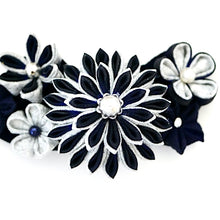 Load image into Gallery viewer, deep blue Tumami-zaiku hair barrette handmade from Japan