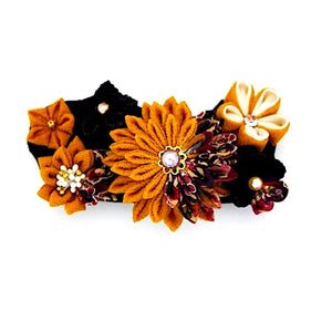 deep yellow Tumami-zaiku hair barrette, hair accessory