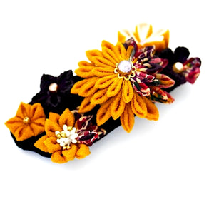 deep yellow Tumami-zaiku hair barrette, hair accessory