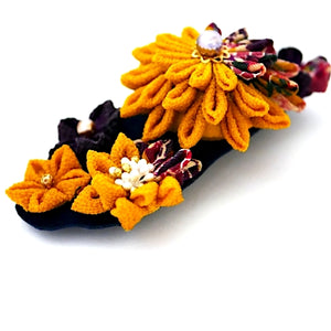 deep yellow Tumami-zaiku hair barrette, hair accessory