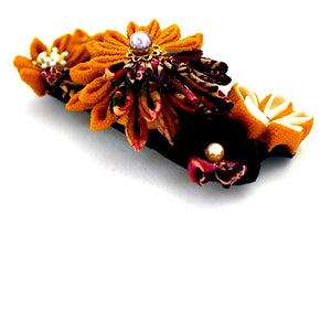 deep yellow Tumami-zaiku hair barrette, hair accessory