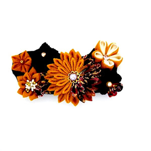 deep yellow Tumami-zaiku hair barrette, hair accessory