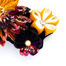 Load image into Gallery viewer, deep yellow Tumami-zaiku hair barrette, hair accessory