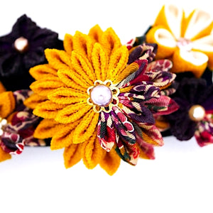 deep yellow Tumami-zaiku hair barrette, hair accessory