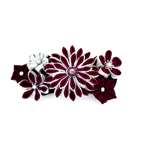 wine red Tumami-zaiku hair barrette, headdress styling tool