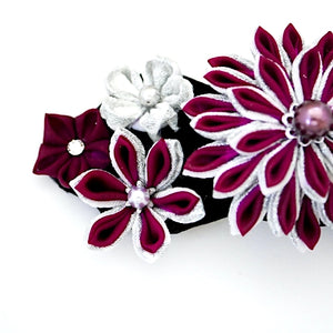 wine red Tumami-zaiku hair barrette, headdress styling tool