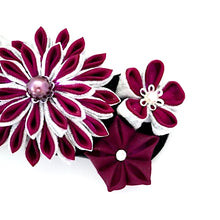 Load image into Gallery viewer, wine red Tumami-zaiku hair barrette, headdress styling tool