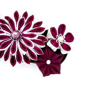 wine red Tumami-zaiku hair barrette, headdress styling tool