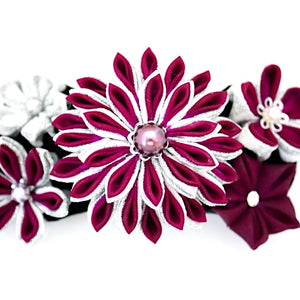 wine red Tumami-zaiku hair barrette, headdress styling tool