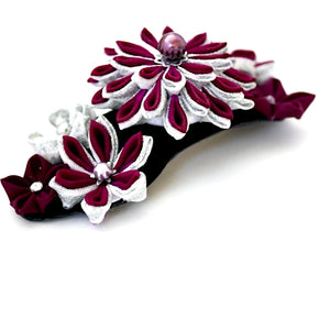 wine red Tumami-zaiku hair barrette, headdress styling tool