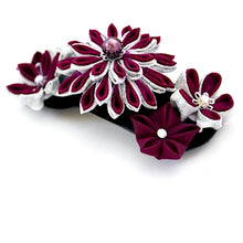 Load image into Gallery viewer, wine red Tumami-zaiku hair barrette, headdress styling tool