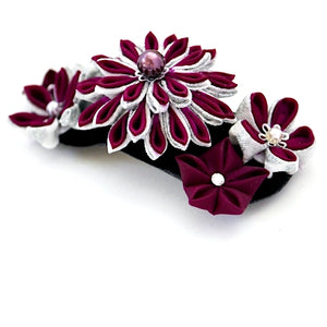 wine red Tumami-zaiku hair barrette, headdress styling tool