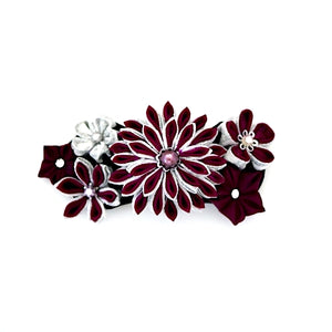 wine red Tumami-zaiku hair barrette, headdress styling tool