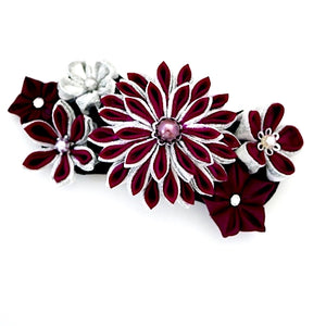 wine red Tumami-zaiku hair barrette, headdress styling tool