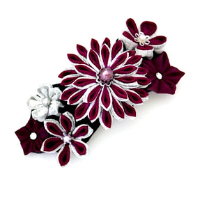 wine red Tumami-zaiku hair barrette, headdress styling tool