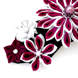 wine red Tumami-zaiku hair barrette, headdress styling tool