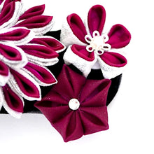 Load image into Gallery viewer, wine red Tumami-zaiku hair barrette, headdress styling tool