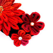 Load image into Gallery viewer, orange Tumami-zaiku hair barrette, headdress, hair accessaory