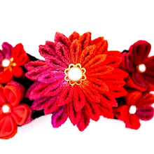 Load image into Gallery viewer, orange Tumami-zaiku hair barrette, headdress, hair accessaory