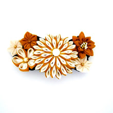 Load image into Gallery viewer, white and yellow Tumami-zaiku hair barrette, headdress, hair accessaory, Japanese design