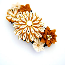 Load image into Gallery viewer, white and yellow Tumami-zaiku hair barrette, headdress, hair accessaory, Japanese design