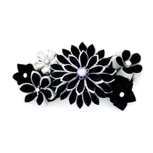 Load image into Gallery viewer, deep violet Tumami-zaiku hair barrette, headdress, Japanese design, bar barrette